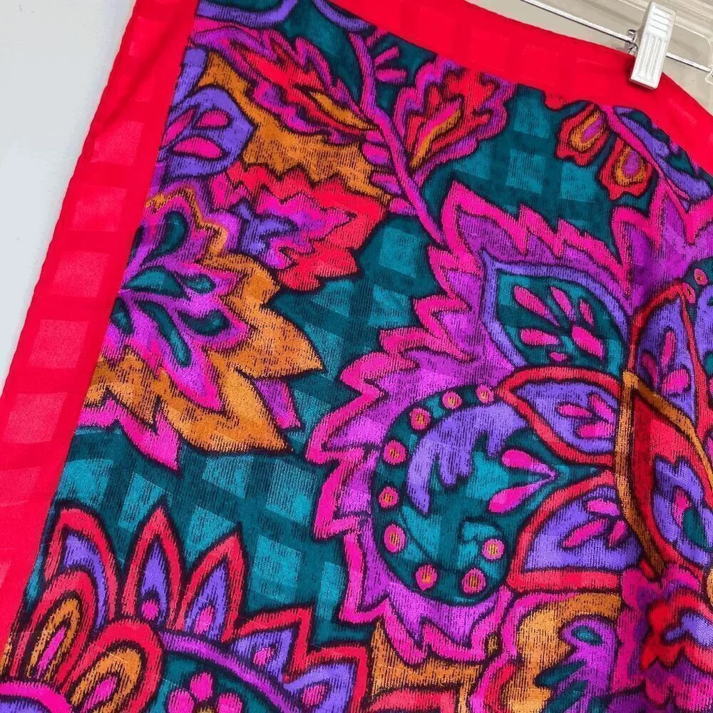 Vintage Jacques Vert Oversized Paisley Scarf Wrap Made in Italy 30% Silk